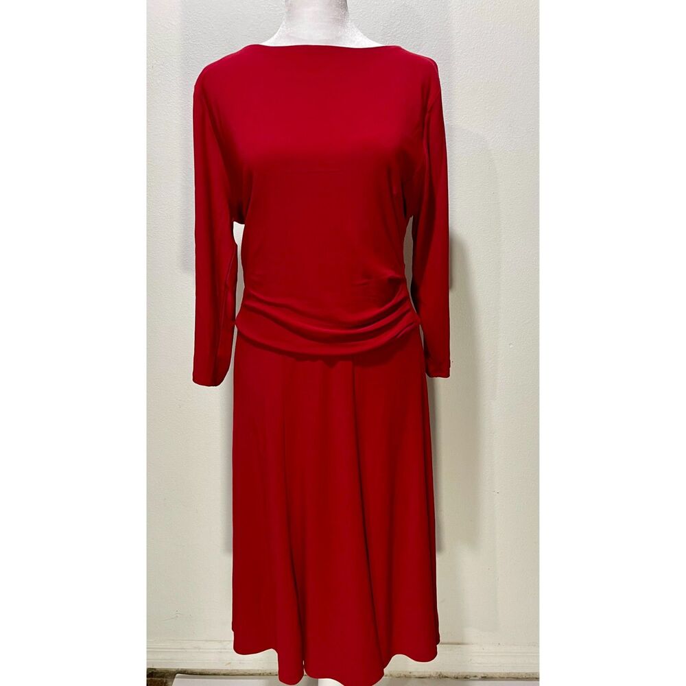 Rekucci ease Into Comfort dress business 3/4 sleeve classic red women's 14 New